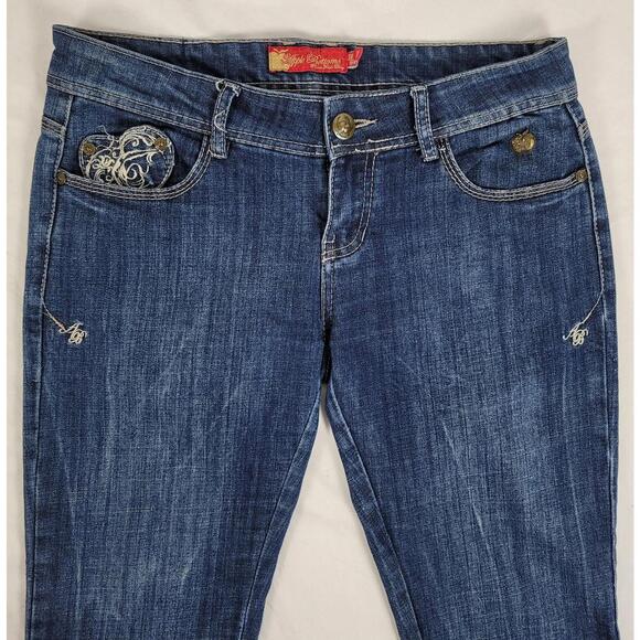 VTG Apple Bottoms Jeans Teens 9/10 (32x27) Medium Wash Cotton Blend Embroidered - Picture 1 of 13